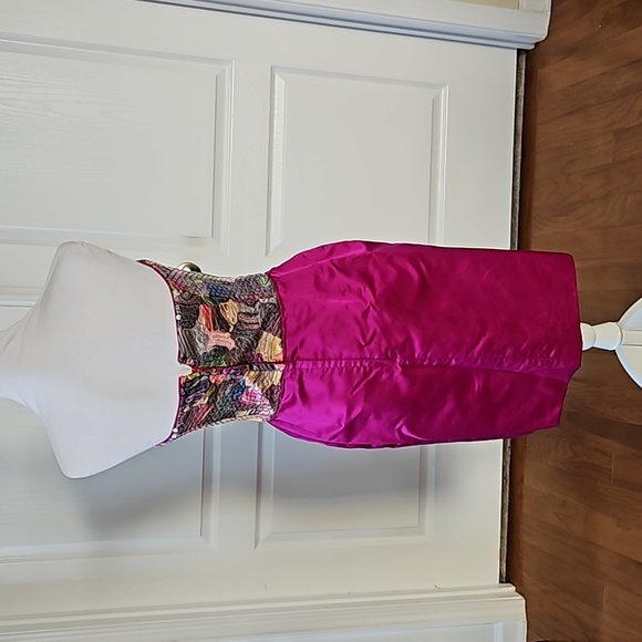 PATRICIA RHODES Sleeveless Silk Magenta and multi colored sequins dress Size 8 - Picture 4 of 16
